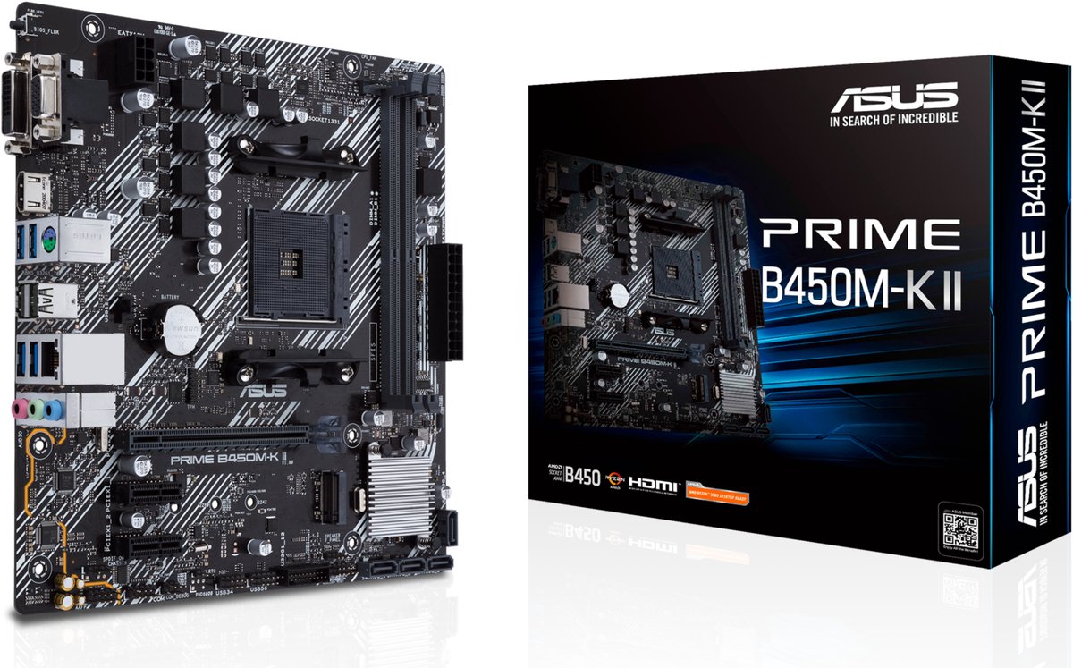 Asus PRIME B450M-K II Moederbord Socket AMD AM4 Vormfactor Micro-ATX Moederbord chipset AMD® B450