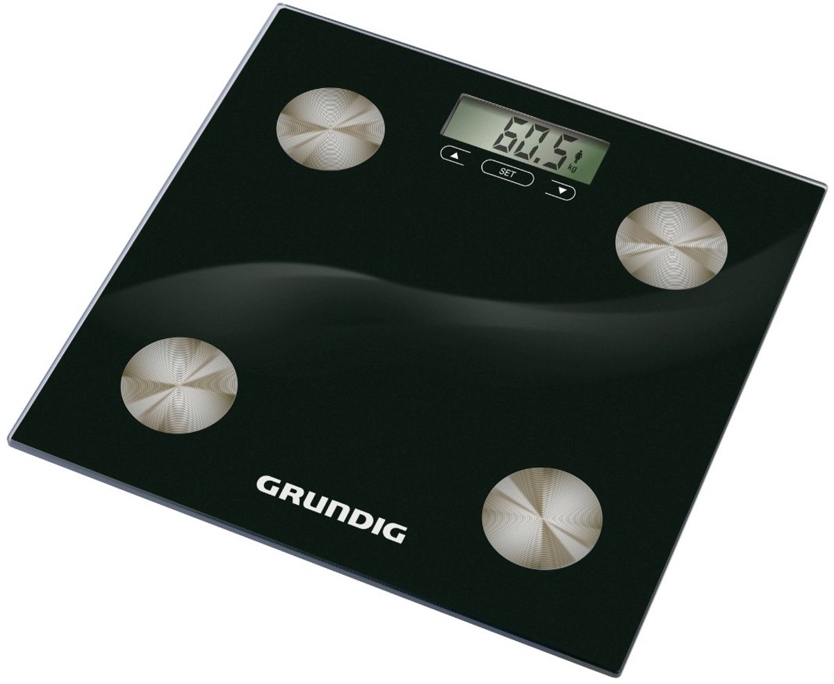 Grundig Weegschaal Personenweegschaal met Lichaamsanalyse - Digitale Personen Weegschaal 180 kg - Precisie Weegschaal met Geheugen - Digitale Weegschaal Personen met Lichaamsvetmeting