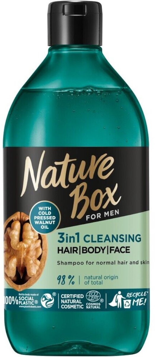 Nature Box for men walnut oil 3 in 1 cleansing shampoo 385ML