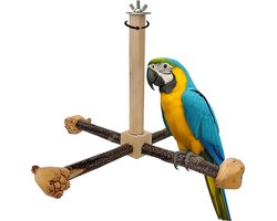 MAGICSHE Zitstokken Vogels - Vogelkooi Standaard - 4 Houten Vogelstandaard - Decoratie Accessoires - Papegaaien Rotatie Zitstok Met Natuurlijk Kauwspeelgoed F2