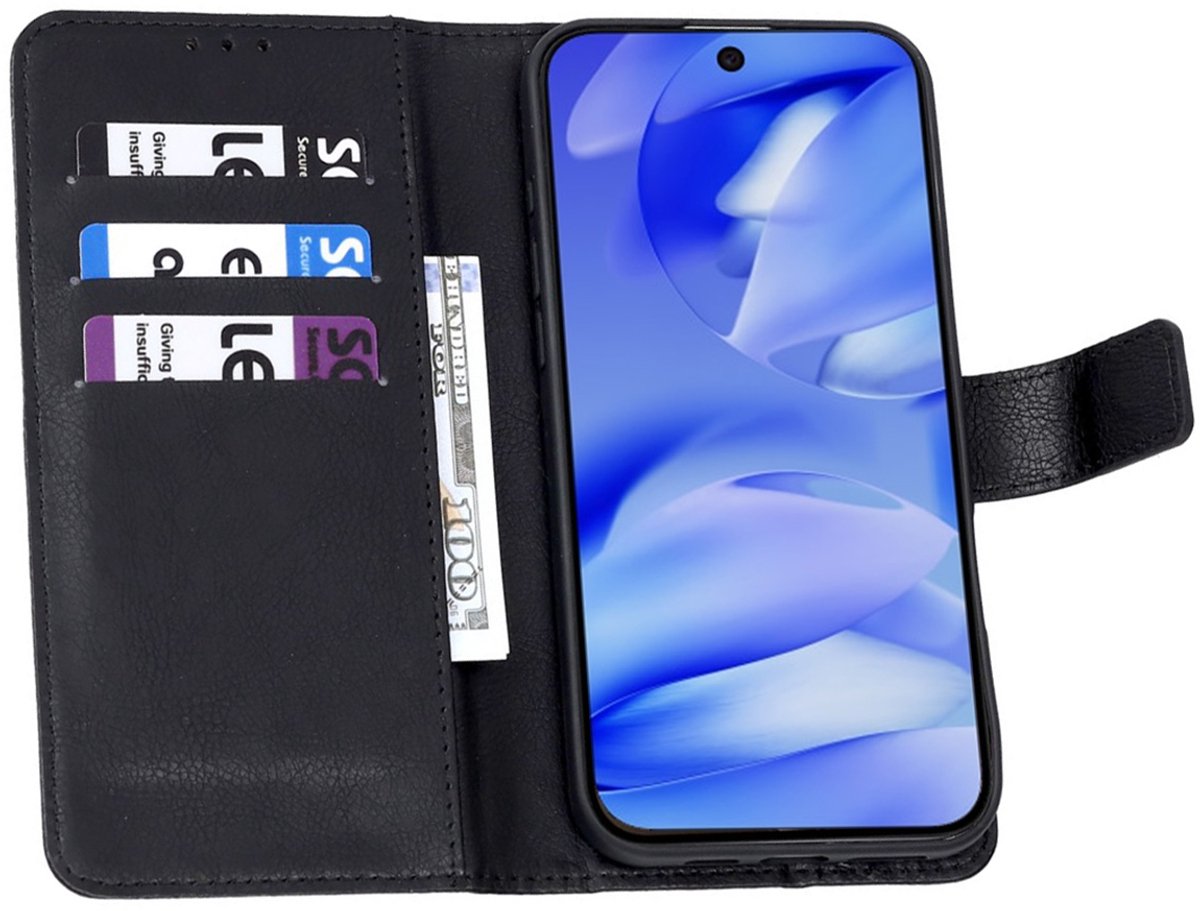 CaseBoutique Bookcase hoesje geschikt voor Oppo Reno13 F - Effen Zwart - Kunstleer