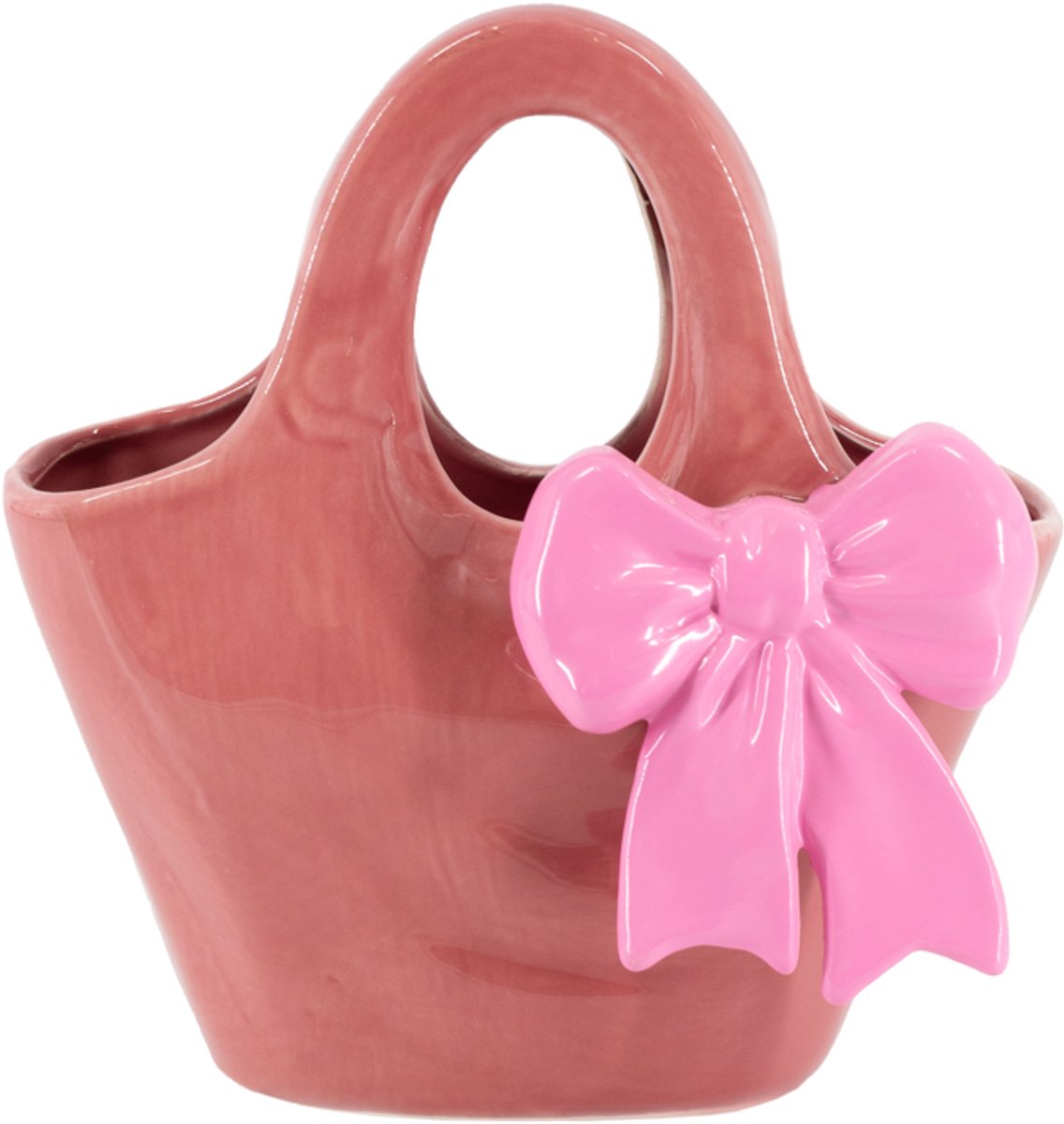 homebound by ky Aardewerk tas vaas bow | bloemenvaas Roze