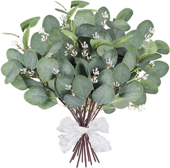 Nep Eucalyptus Tak 20 stks Planten Eucalyptus Bladeren Eucalyptus Stengel Kunstplanten Kunstmatige Eucalyptus Bomen Zilveren Dollar Nep Plant (rood