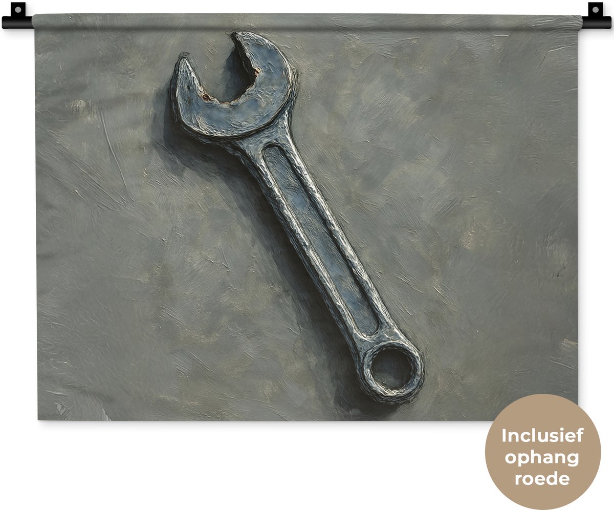 Wandkleed 60x45 cm - Wanddoek Steeksleutel - Schilderij - Gereedschap - Verf - Wandtapijt - Wandkleden