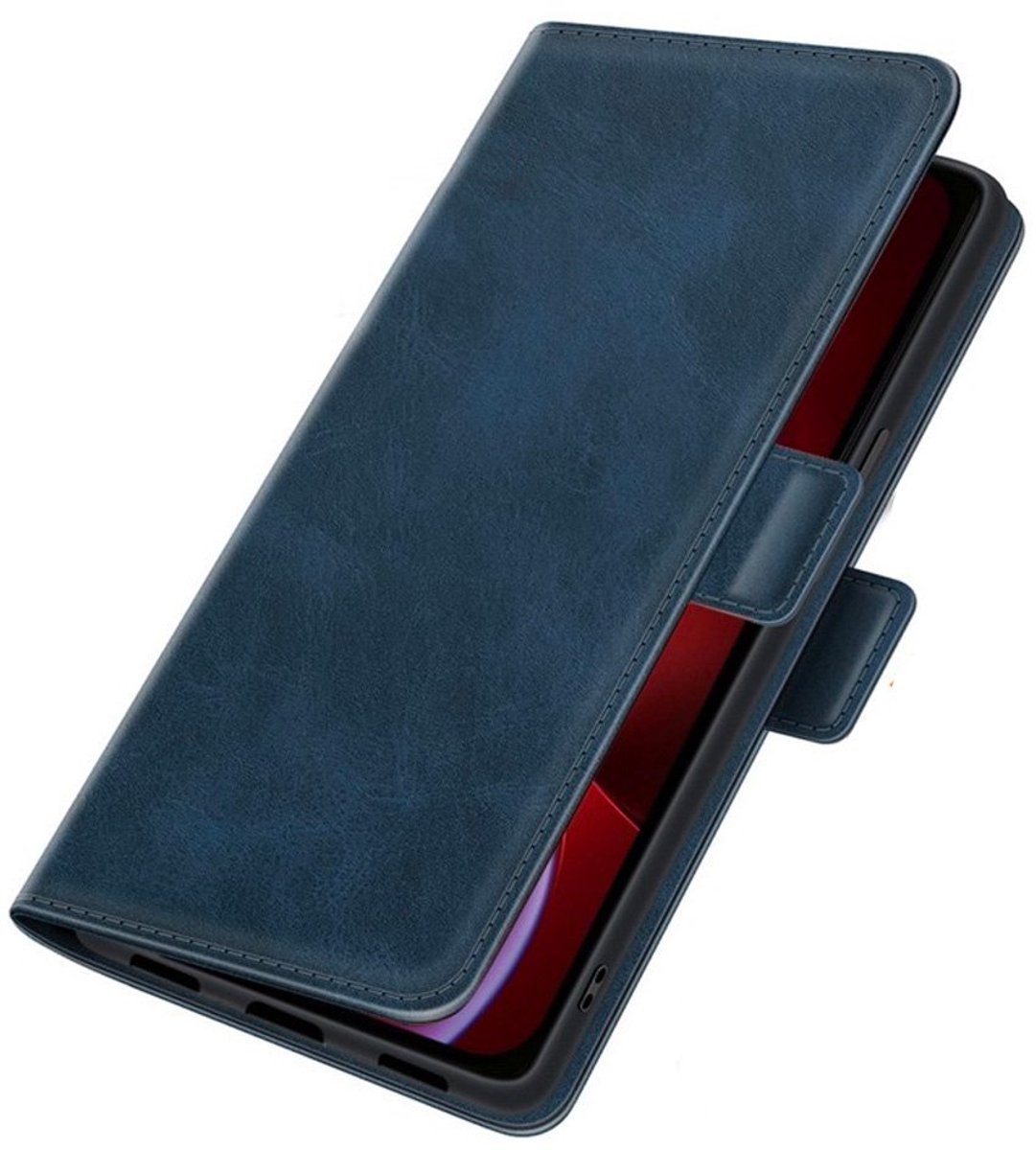 PU Lederen Wallet Hoesje met Sluiting geschikt voor iPhone 15 - blauw
