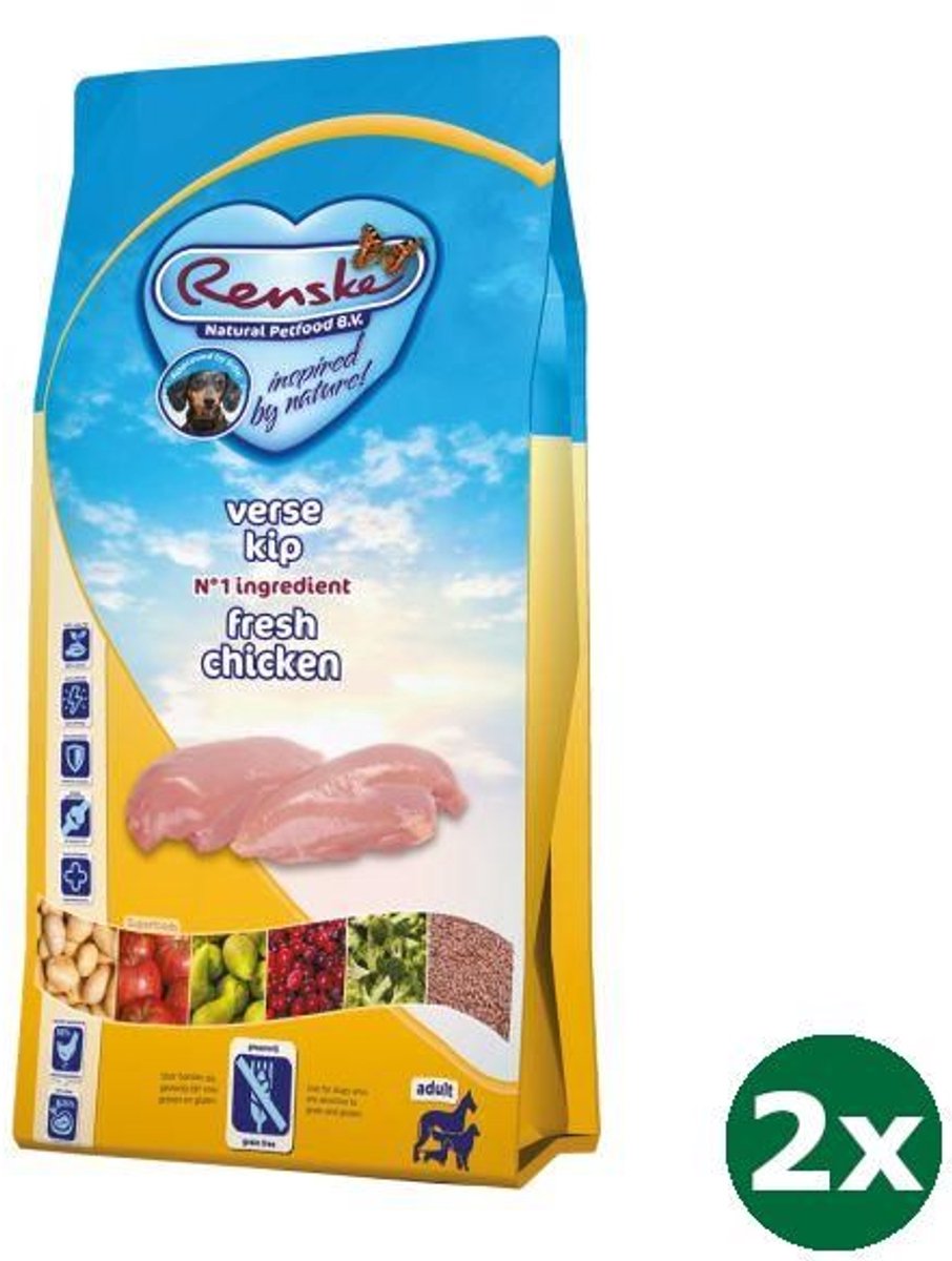 Renske 2x6,5 kg Renske super premium adult kip graanvrij hondenvoer