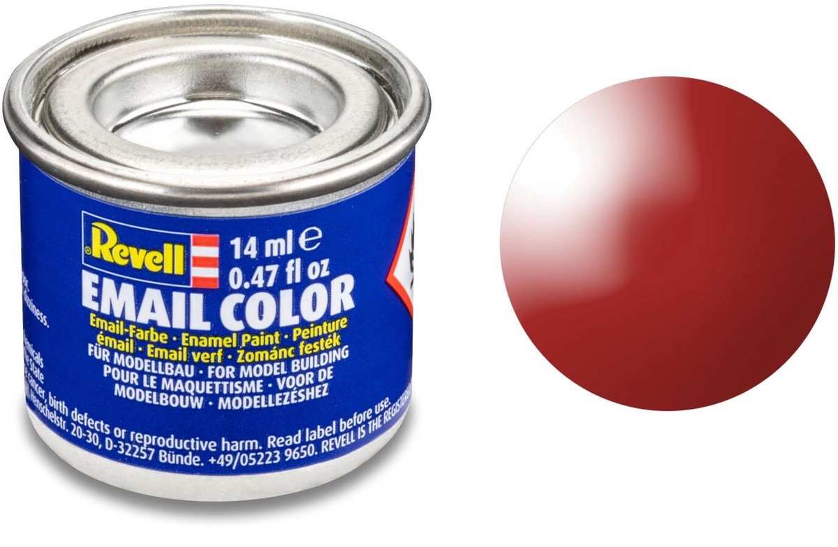 Revell Hobbyverf Enamel verf - #31 Fire Red - Gloss - RAL3000 - Enamel - Verf potje - 14 ml