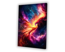 Vurige feniks in kleurrijke hemel - Phoenix canvas kunst - Canvas vogel - Surrealistisch - Wanddecoratie landelijk - Schilderijen - canvas 50x70 cm