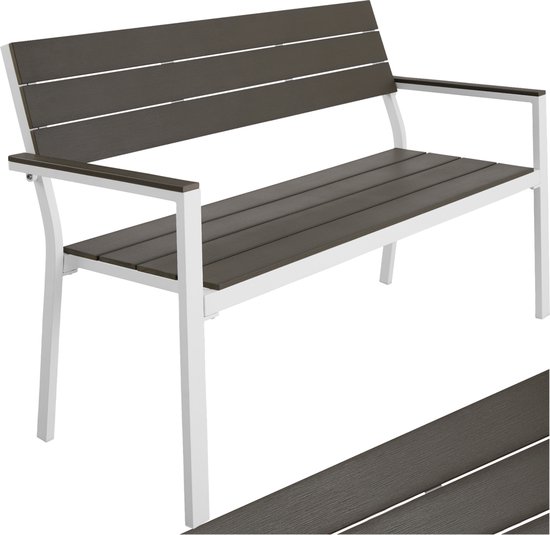 tectake - Banc de jardin Line gris clair / blanc - 403547