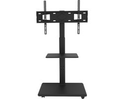 AVOID® Verrijdbare TV Standaard FSH25-G2 Black – Met Wielen en Legplanken – Geschikt voor 42 t/m 100 inch TV – Voor 75 inch TV
