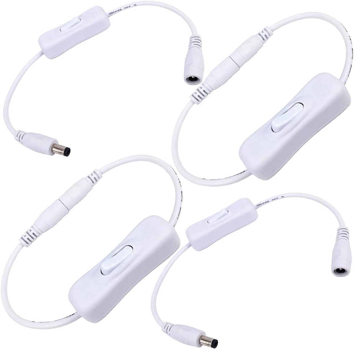 4 Stuks DC Witte Schakelaar - Inline Schakelaar voor Ledstrips en Camerabewaking