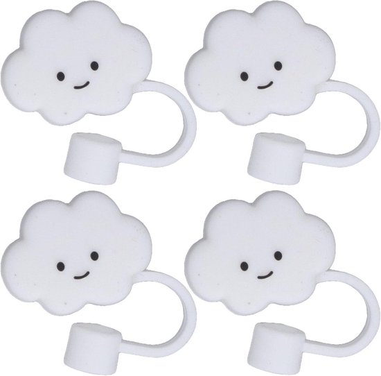 Lot De 6 Couvercles De Paille Réutilisables En Silicone, Motif Dessin Anime Mignon Bouchon De Type~p155321230