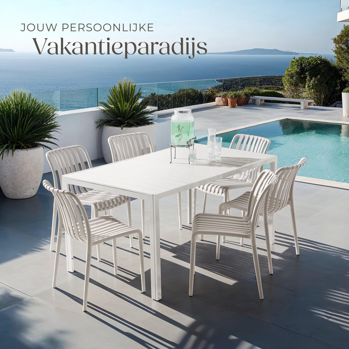 tectake® Set van 6 Tuinstoelen Alcudia - Taupe - Kunststof Stoelen - Stapelbaar - Stoelen voor Tuin, Terras of Balkon - Weerbestendig en UV-bestendig - Draagkracht 120kg per Tuinstoel – foto 4