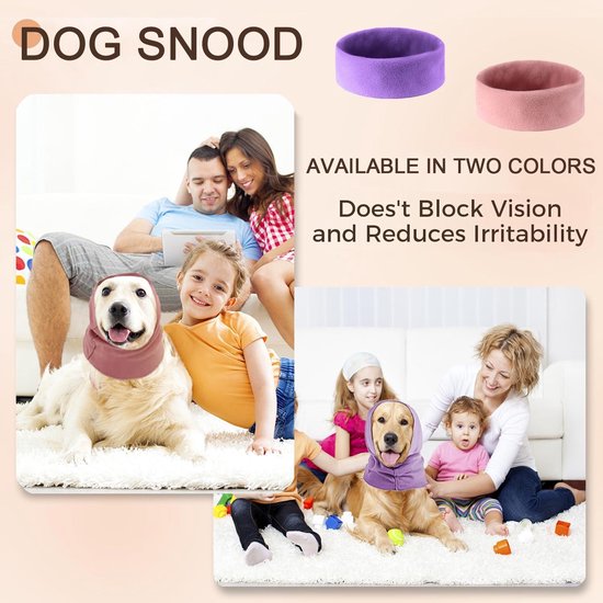 Honden-snood, oorbeschermers voor honden gehoorbescherming voor hond, hoodie voor hond, hals- en oorwarmer, geluidsbescherming voor huisdieren, snood voor honden en katten, roze, M