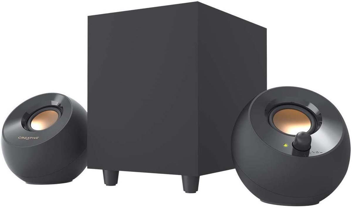 USB-gevoede 2.1 desktopluidsprekers met down-firing subwoofer voor pc's en laptops
