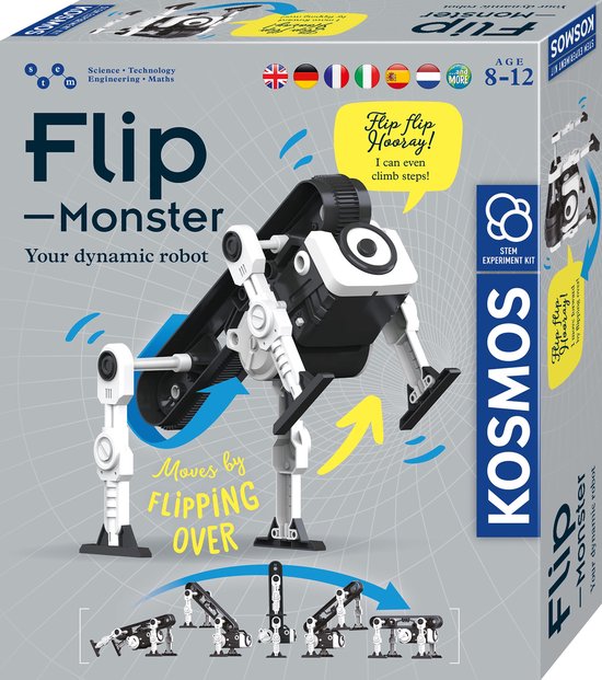 Kosmos Flip Monster – Experimenteerset – Bouw je eigen springende monsterrobot – Werkt met tandwielen, veermechaniek en katapultwerking – Flip monster