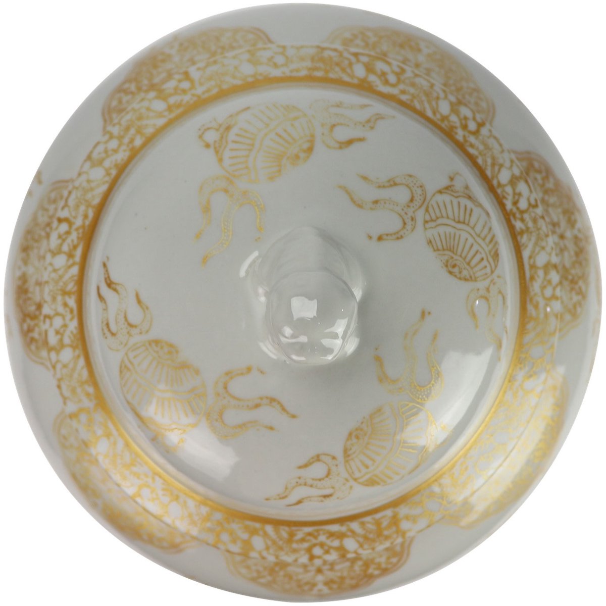 Fine Asianliving Chinese Gemberpot Porselein Wit Draak Handgeschilderd D29xH46cm Wit, Goud