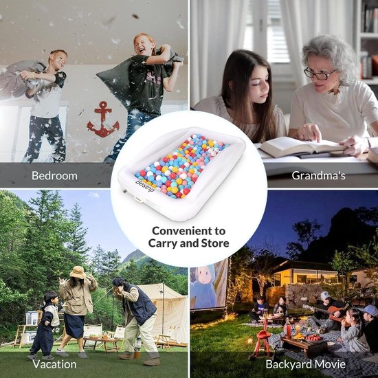 Opblaasbare luchtmatrasset voor kinderen, reisbed voor kinderen, draagbaar slaapbed met veiligheidsrails en elektrische pomp, ideaal voor autoritten, camping, overnachtingsfeesten