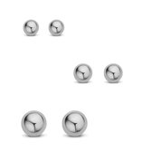 Silventi 929900166 Clips d'oreilles en argent - Dames - Ensemble - 3 paires - Boules - 3-4-5mm - 925 - Argent