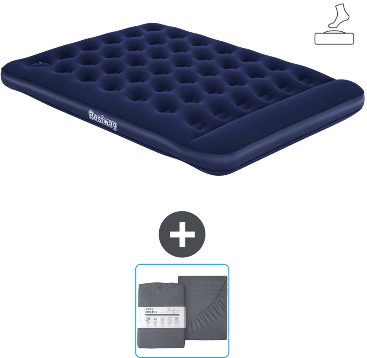 Bestway luchtbed - 2-Persoons - 152 x 203 x 28 cm - Blauw - Inclusief pomp en Hoeslaken