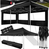 tectake® Paviljoen Vouwpaviljoen 3x6 m - Opvouwbaar en Waterdicht - Tuinpaviljoen met 2 Zijpanelen - Inclusief Haringen en Tas - Terrasoverkapping, Partytent, Tuintent, Evenemententent - Zwart
