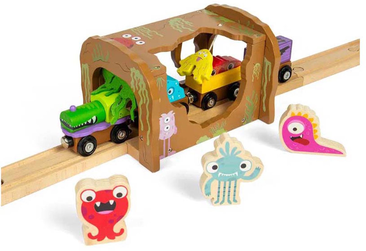 Bigjigs Houten Treintunnel met Monsters - BJT607