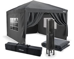 Tristar Partytent 3x4m - PT-7804 - Easy Up - Met Zijwanden - Waterdicht - inclusief Draagtas - Paviljoen - Opvouwbaar - Antraciet