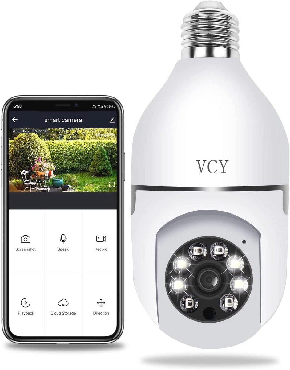 Wifi Beveiligingslampcamera met Nachtzicht en Auto Tracking - 1080P Smart Home Beveiliging