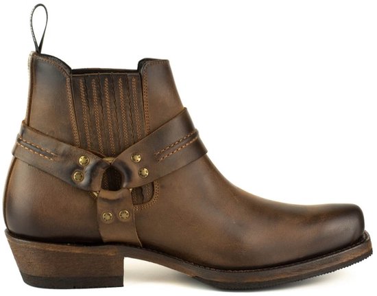 Bottes pour femmes Mayura 1444 Marron/Bike Cowboy Western Bottines Hommes Femmes Bout Carré Éperon Fixe Fermeture Élastique Vintage Cuir Huilé Cuir EU 43