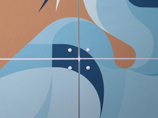 IXXI Héron bleu, Elke Uijtewaal - 80 x 100 cm - Système d'accrochage inclus - Grande décoration murale et affiche - Coloré, Illustrations, Design graphique