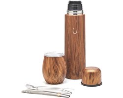 Complete Yerba Mate Set met Kalebas, Thermoskan, Bombilla en Reinigingsborstel - Premium Roestvrij Staal