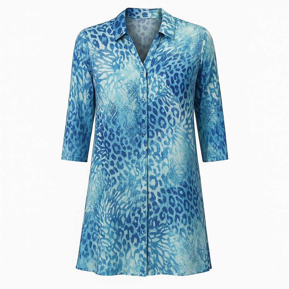 Angelle Milan Jurk Dames - Blauw - Travelstof - Maat XXL