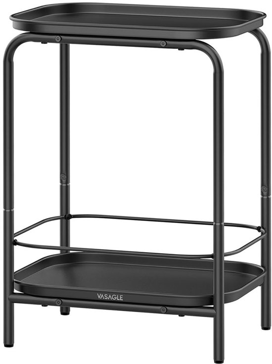 GIANTEX Bijzettafel met 2 niveaus, houten nachtkastje, opbergtafel, gangtafel, 39,5 x 29,5 x 74 cm (zwart