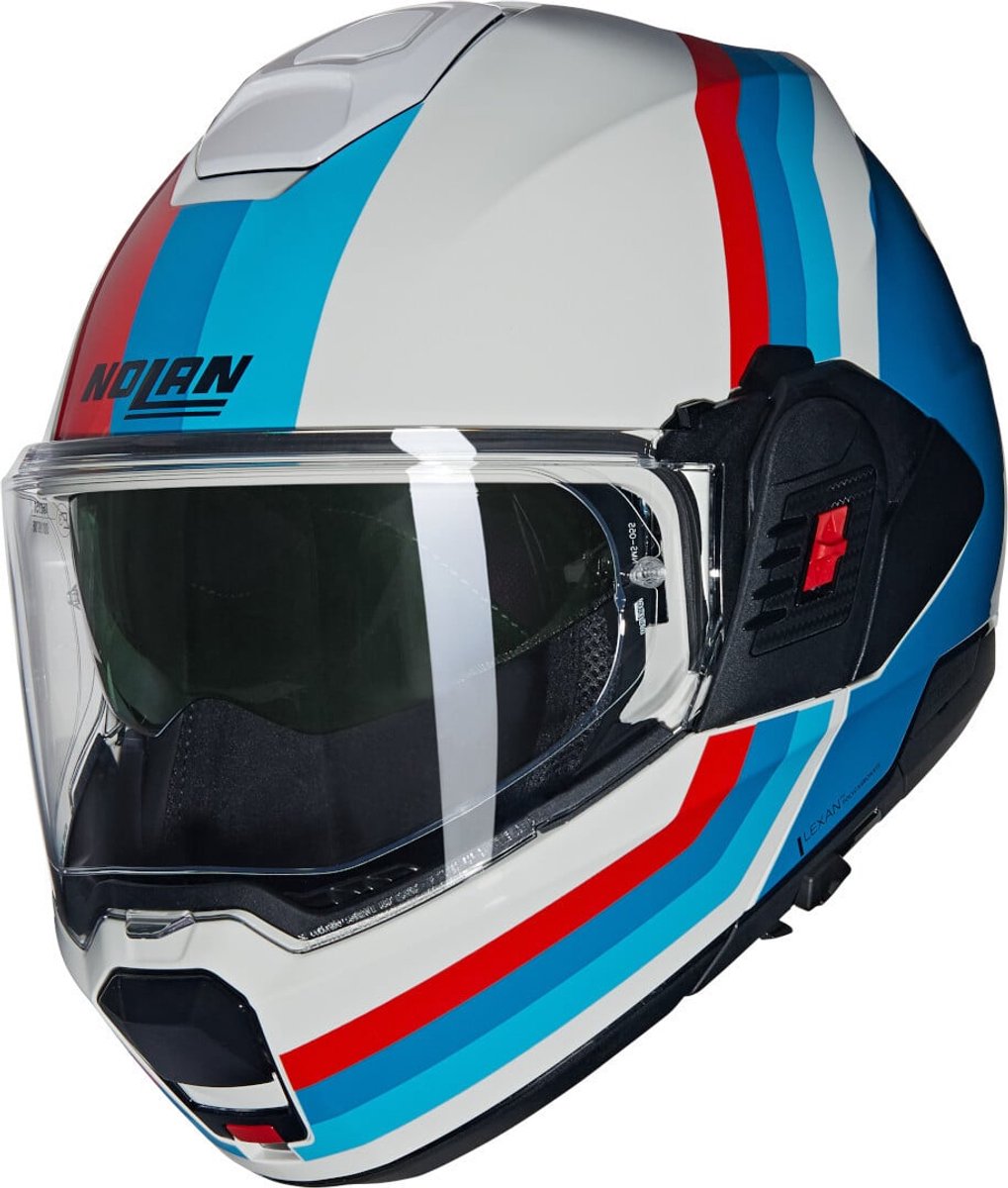 Nolan N120-1 Lineo 347 Wit Blauw Rood Glossy Systeemhelm - Maat XL - Helm