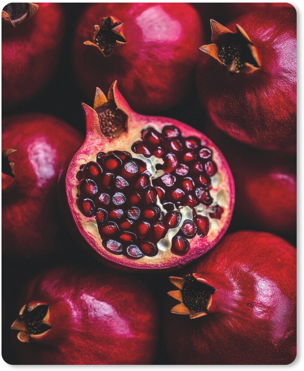 Muismat 19x23 cm - Mousepad Granaatappel - Rood - Fruit - Muismatten