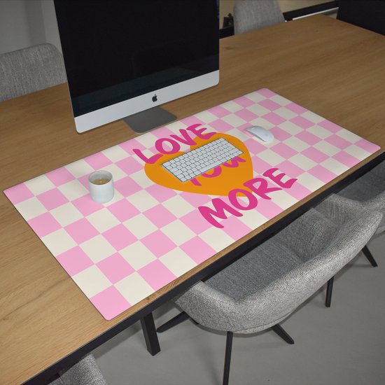 Sous-main 120x60 cm - Tapis de souris Valentine - Love - Rose - Oranje - Tapis de bureau - Tapis de souris XXL - Sous-main - Grands Tapis de souris - Organiseur de bureau - Sous-main