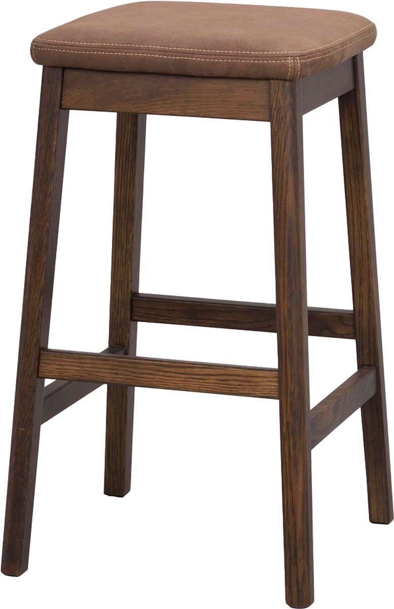 Rowico Home Livermore Barkruk Donkerbruin - Hout - Barkruk zonder Rugleuning - Zonder Armleuning - Rond - Voor Kookeiland - 68 cm