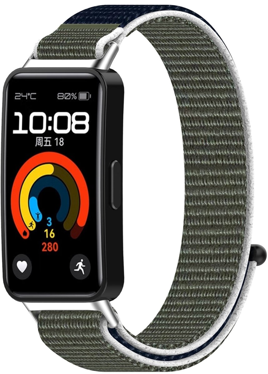By Qubix - Sport loop nylon bandje - Blauw / groen - geschikt voor Huawei Band 10 / 9 / 8