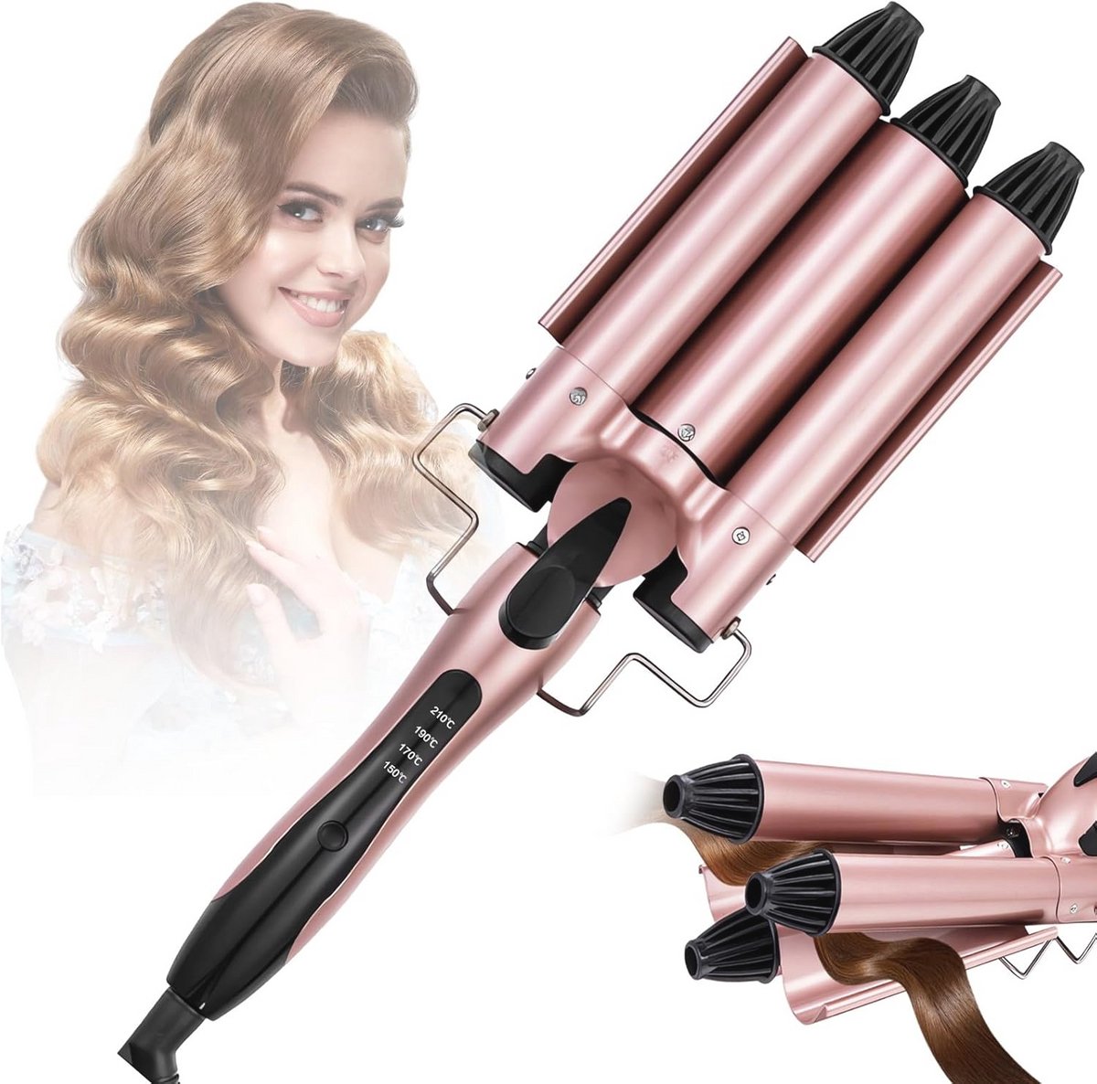 Krultang met 3 Vaten - Professionele Stylingtool voor Lang en Kort Haar - Instelbare Temperatuur en Snelle Opwarming