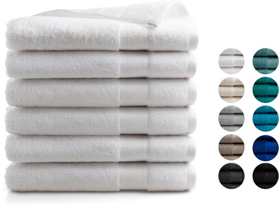 DoubleDry XL Handdoeken 70 x 140 - set van 6 - Hotel kwaliteit 500 g/m2 - 6x Wit