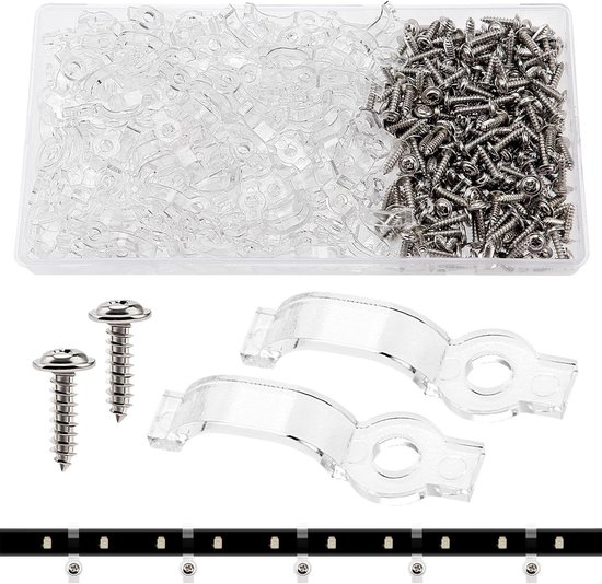 Bofanze LED Streifen Clips 200 Stück - Halterungen Mit Schrauben Für 10mm LED Strips