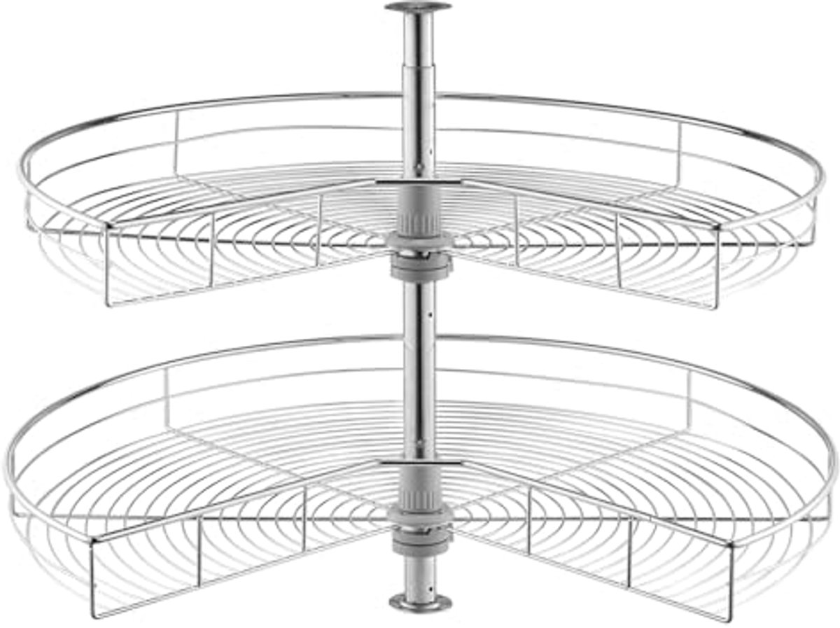 VEVOR 2-laags Niervormige Chroomhoekorganizer Lazy Susan Draaibaar 80 cm