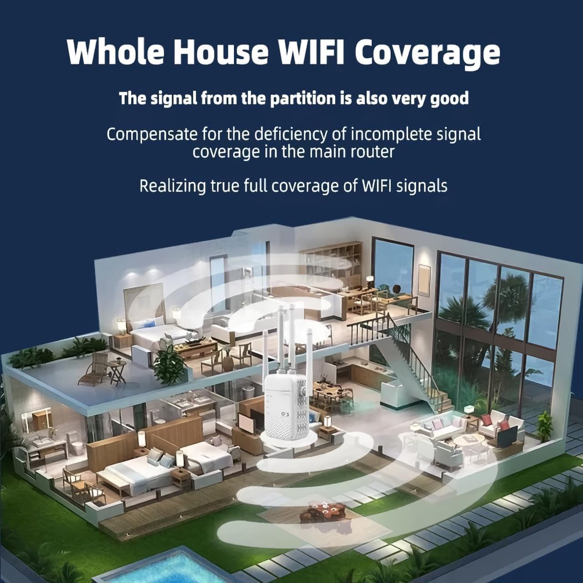 Afbeelding 3 van Net Booster, Netboost pro WiFi Extender 2024, Signaal versterker Repeater voor Thuis & Buiten, WiFi Range Extender 1200Mbps (8999sq.ft), WiFi 2.4&5GHz Dual Band WPS Draadloos Signaal Sterke Doordringbaarheid