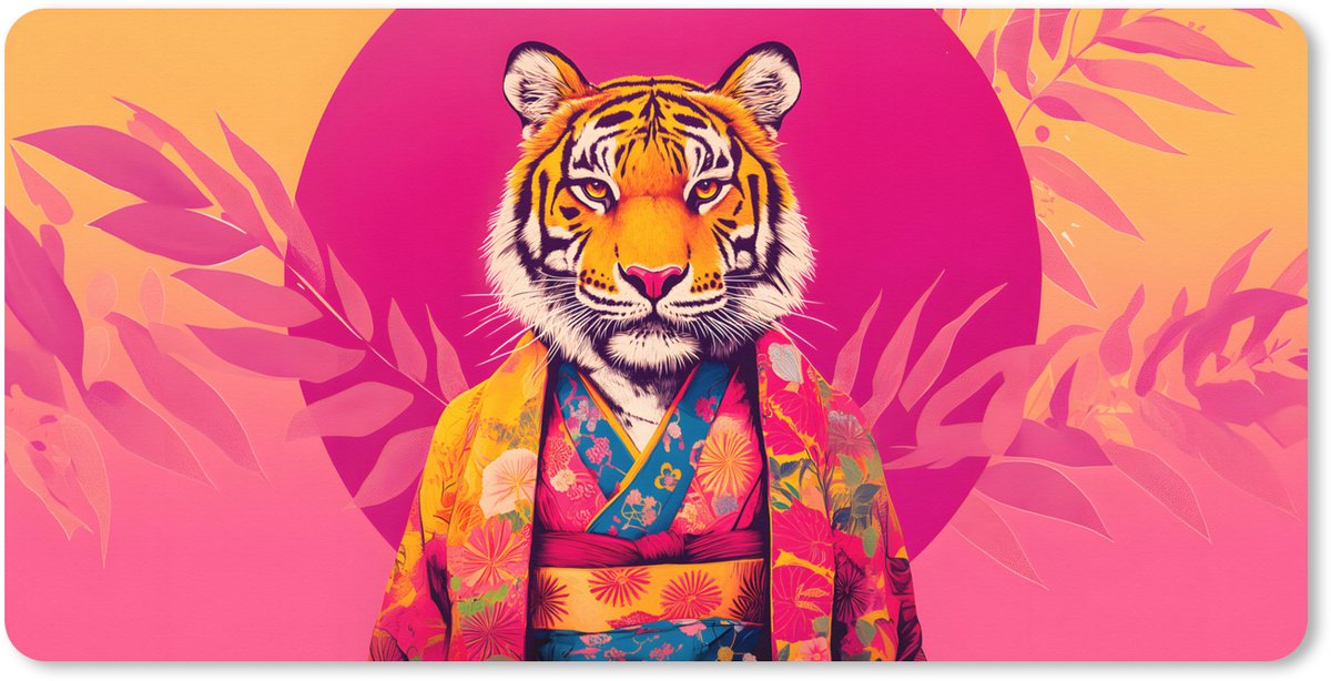 Muismat XXL 120x60 cm - Bureau onderlegger - Bureau mat Tijger - Kimono - Planten - Roze - Bureaumat - Gaming mousepad xl - Bureaulegger groot - Computer deskmat