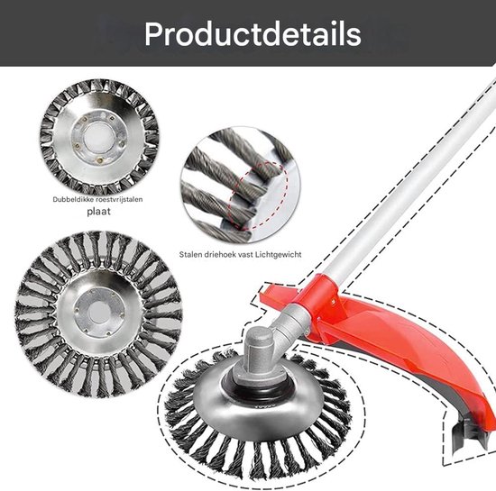 Onkruidborstel - Staaldraad Borstel - Roestbestendig - Tuingereedschap - Trimmer Accessoire - Volwassenen - Duurzaam - Zilver - 25.4x200mm - 1 Stuk van Merkloos	 — afbeelding 2