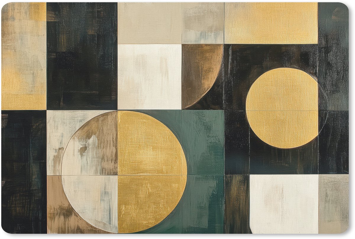 Muismat 27x18 cm - Mousepad Abstract - Goud - Brons - Vormen - Geometrisch - Muismatten