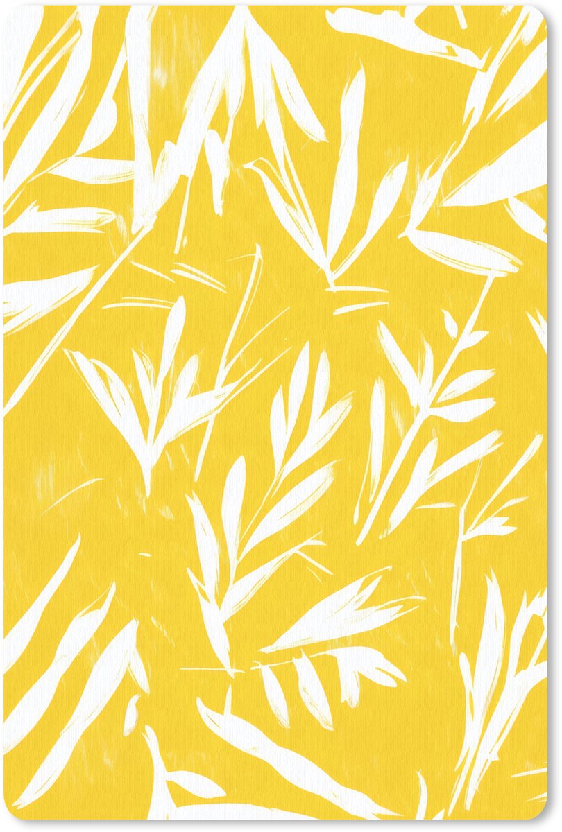 Muismat 18x27 cm - Mousepad Abstract - Bladeren - Geel - Penseelstreken - Muismatten