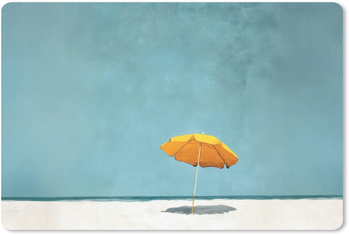 Muismat 27x18 cm - Mousepad Parasol - Geel - Strand - Zee - Muismatten