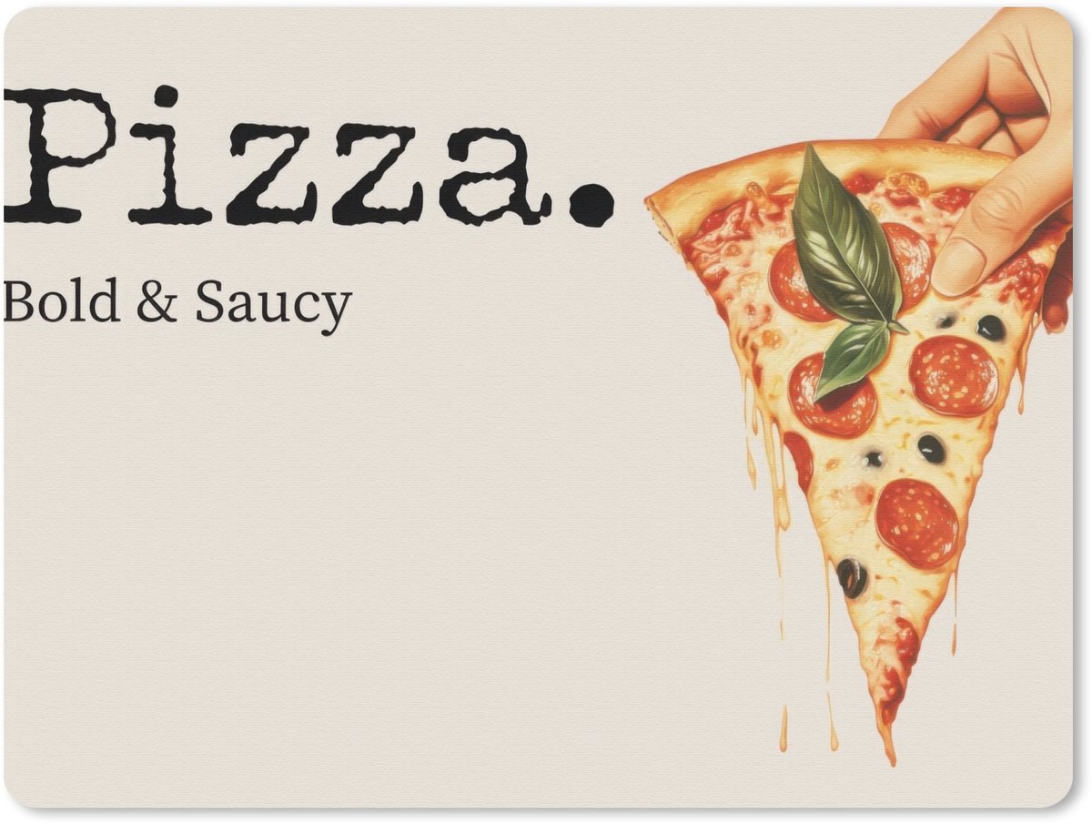 Muismat 23x19 cm - Mousepad Pizza - Kaas - Pepperoni - Muismatten