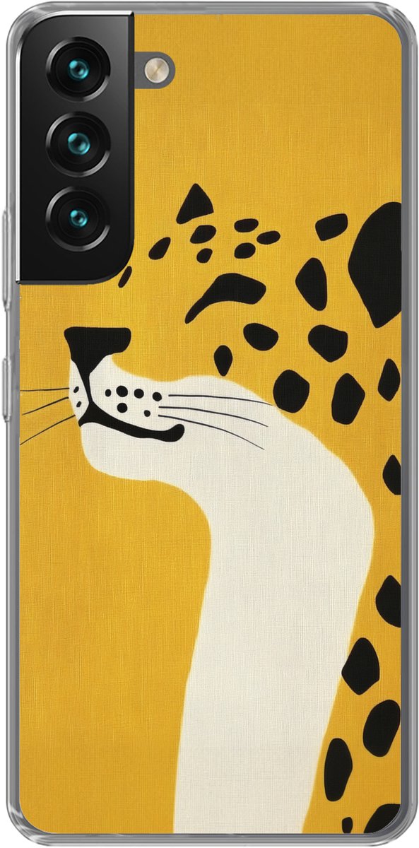 Telefoonhoesje Geschikt voor Samsung Galaxy S22 Plus hoesje - Cheetah - Illustratie - Geel - Siliconen Telefoonhoesje Telefoonhoesje